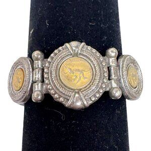 Brighton Vintage Coin Belt Strap Bracelet Gold Roman Black Signed 1995 Museum